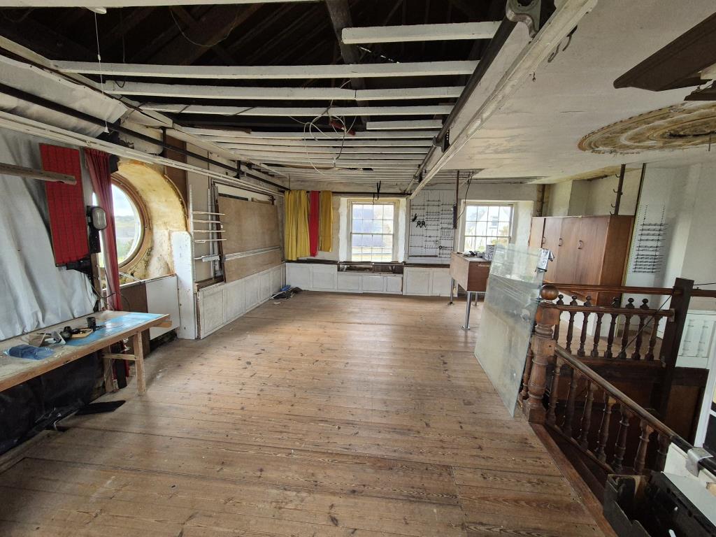 Lot: 103 - CHARACTER PROPERTY FOR IMPROVEMENT - Open plan room with wooden flooring and multiple windows